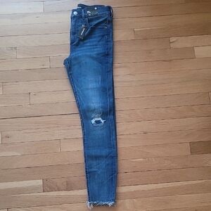 Express Medium/Dark Wash High Rise Skinny Jeans